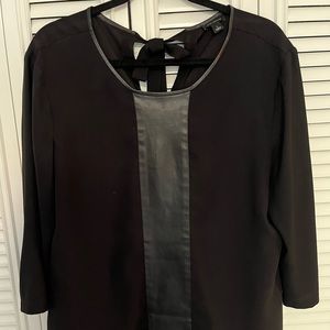 Ann Taylor fun and flirty tunic with vegan leather panel and tie-key-hole back